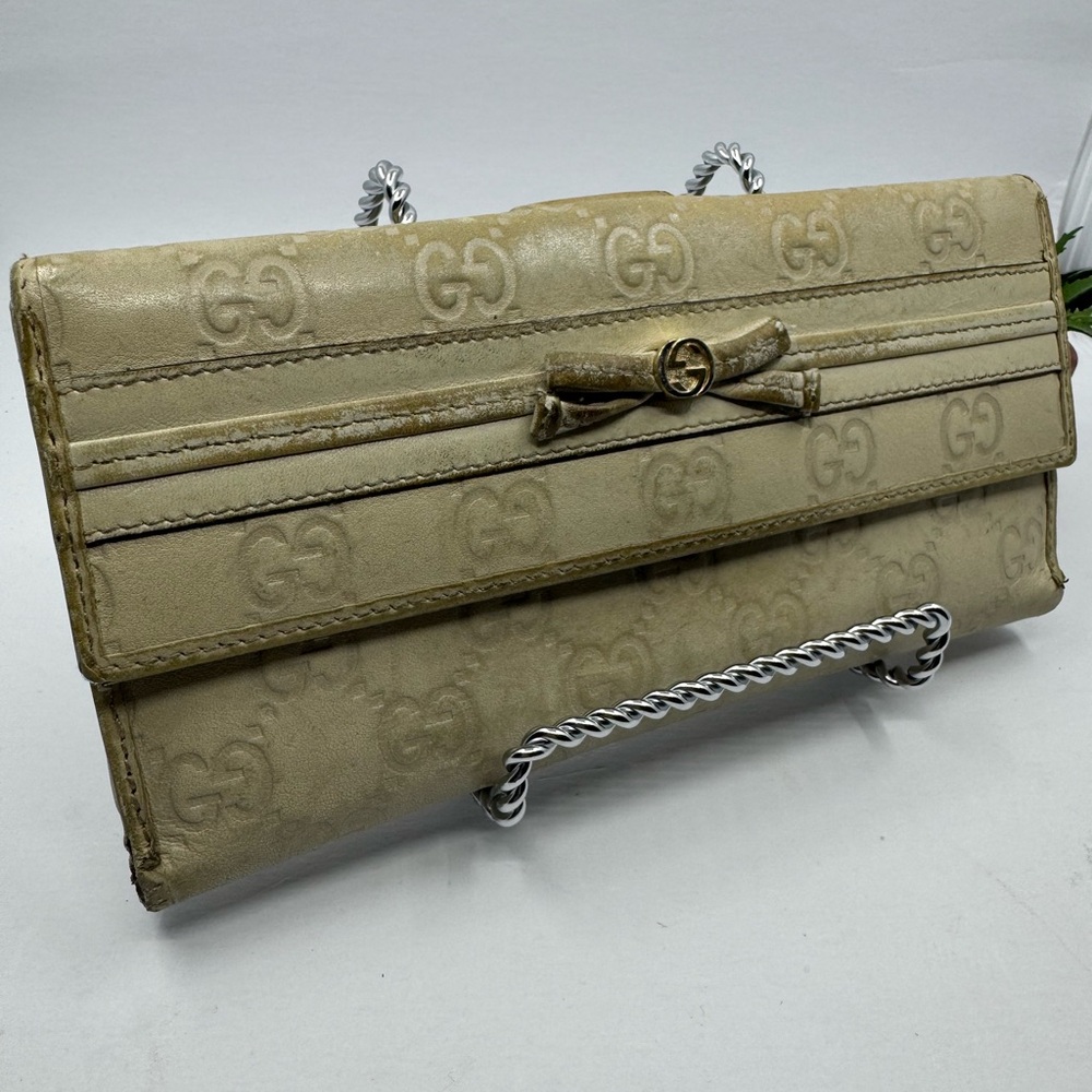 Gucci Guccissima Shima Ribbon GG Logo Long Wallet VTG